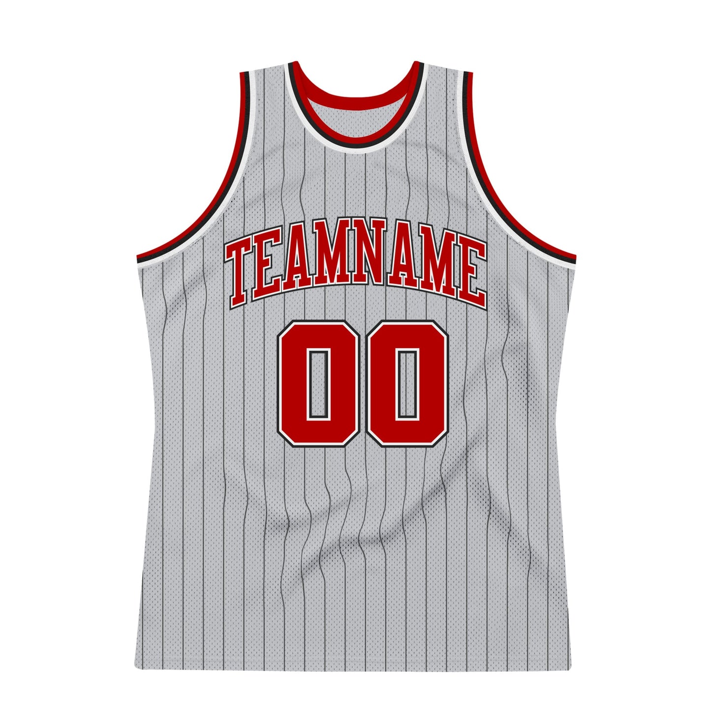 Custom Gray Black Pinstripe Red-White Authentic Basketball Jersey - Sky-Custom