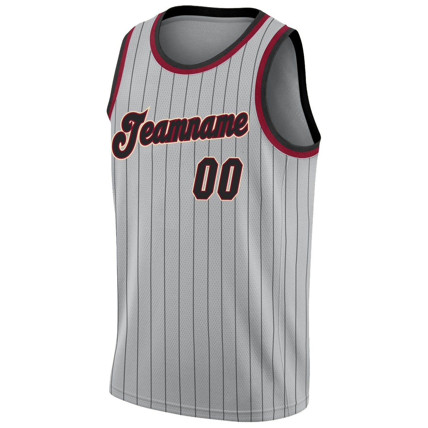 Custom Gray Black Pinstripe Black-Maroon Authentic Basketball Jersey - Sky-Custom