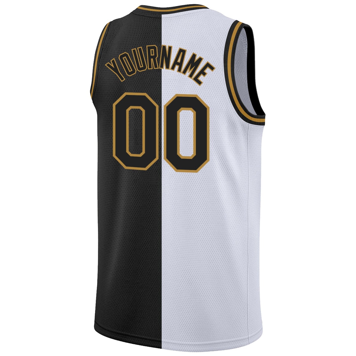 Custom White Black-Old Gold Authentic Split Fashion Basketball Jersey - Sky-Custom