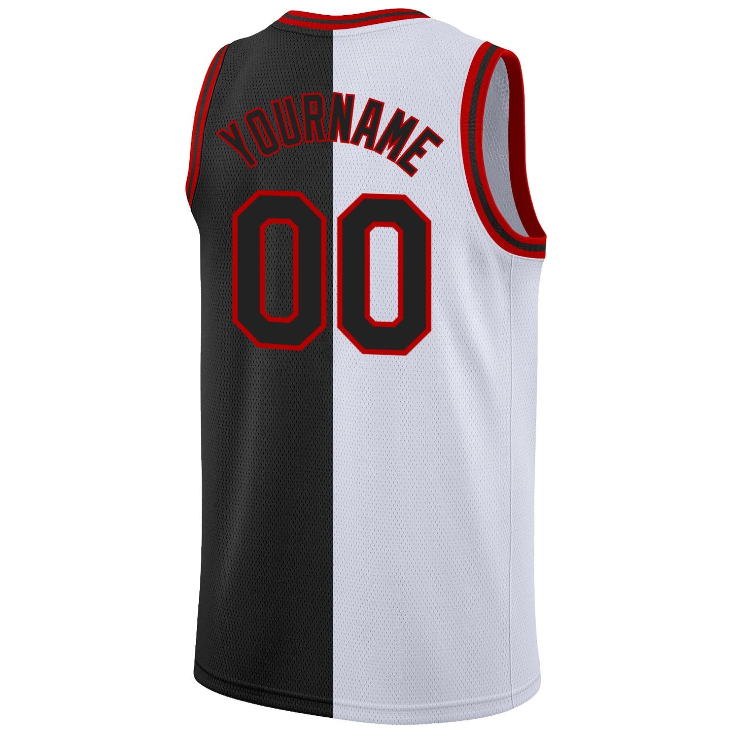 Custom White Black-Red Authentic Split Fashion Basketball Jersey - Sky-Custom