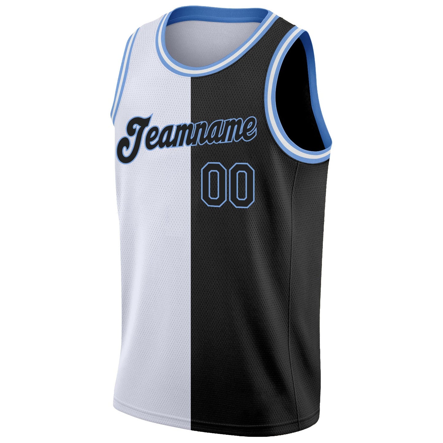 Custom White Black-Light Blue Authentic Split Fashion Basketball Jersey - Sky-Custom