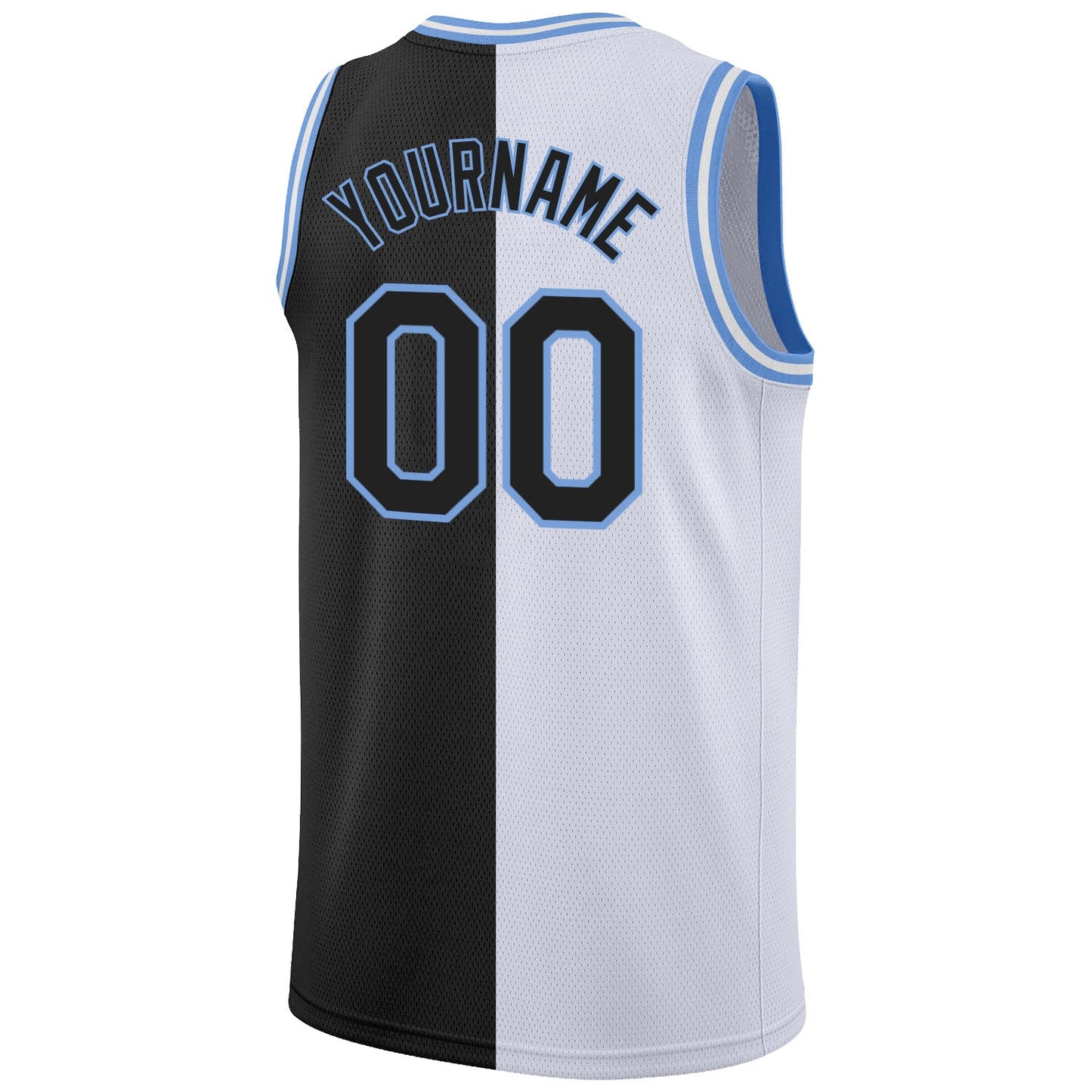 Custom White Black-Light Blue Authentic Split Fashion Basketball Jersey - Sky-Custom