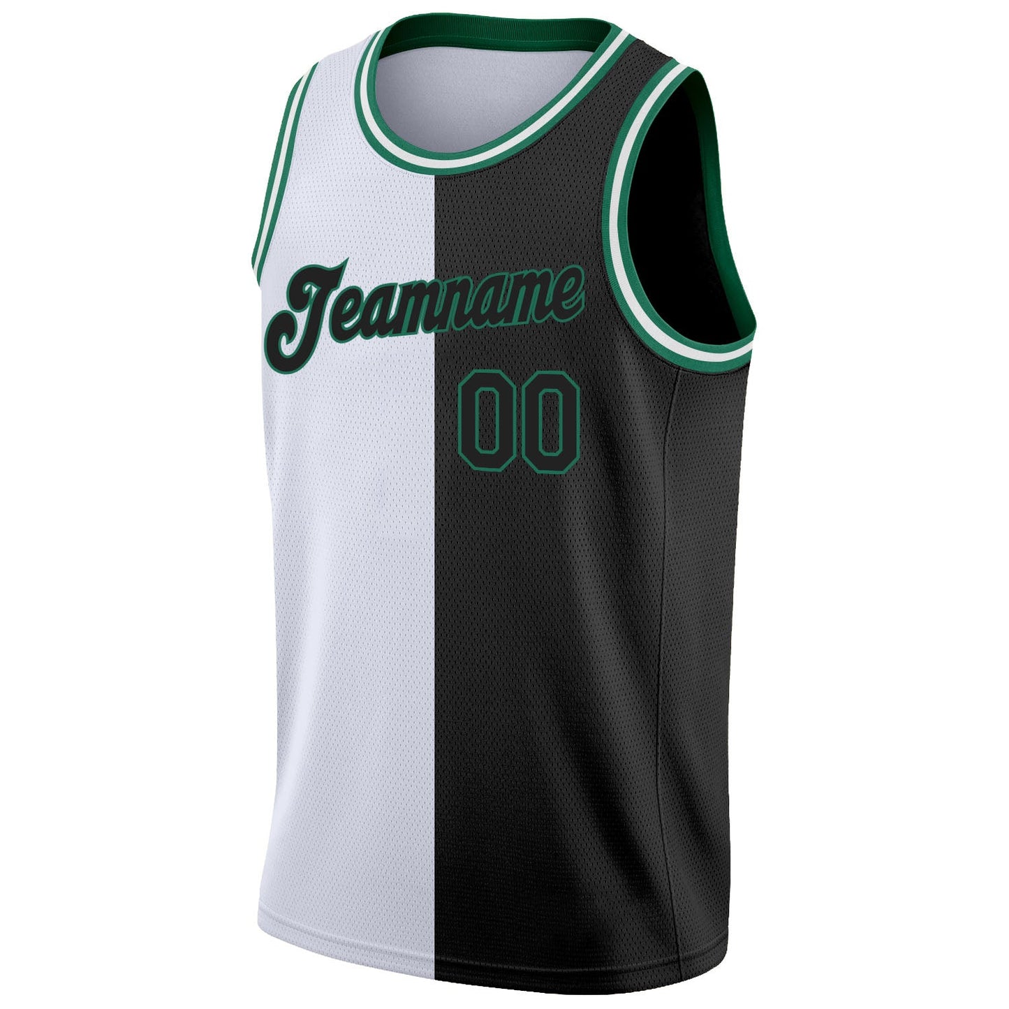 Custom White Black-Kelly Green Authentic Split Fashion Basketball Jersey - Sky-Custom