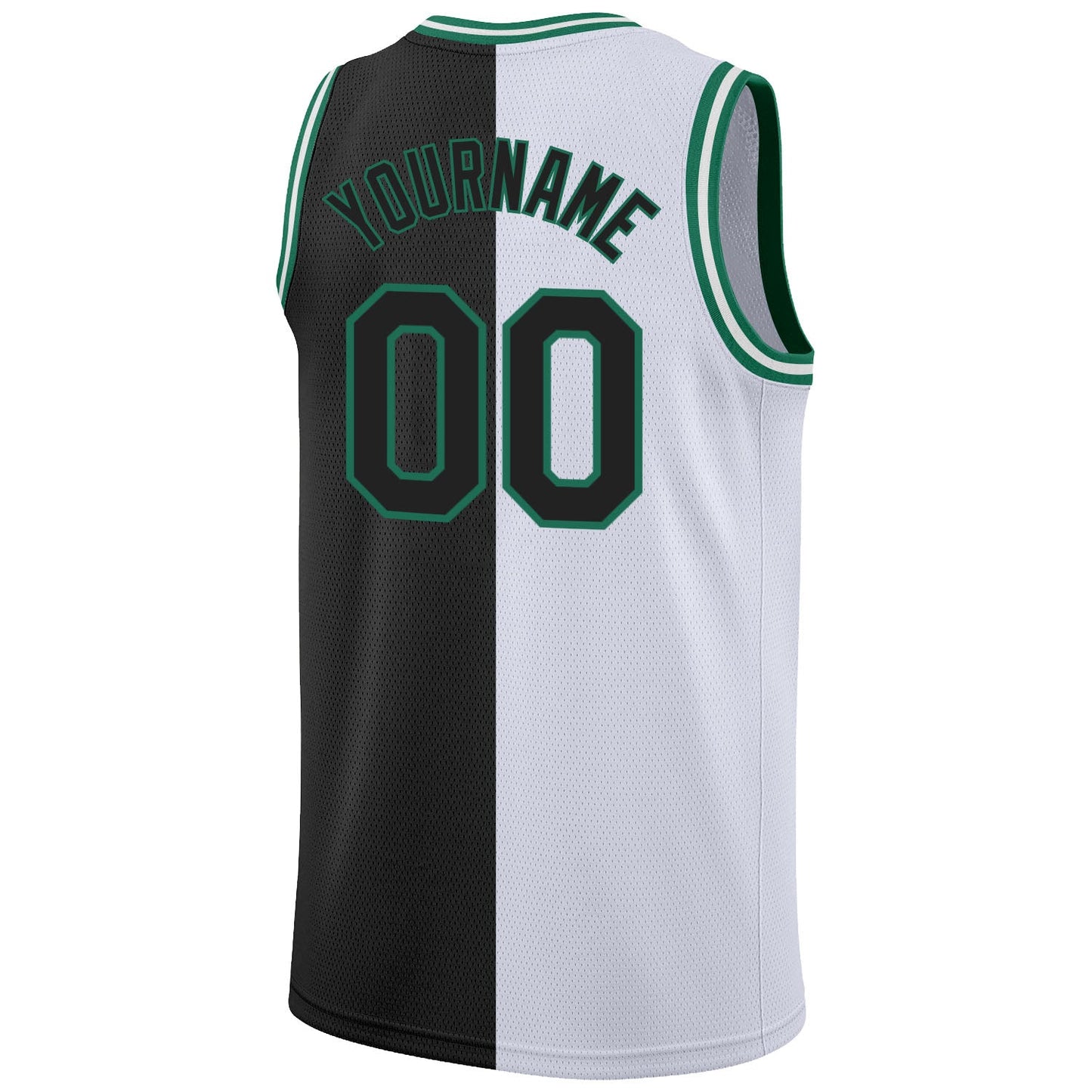 Custom White Black-Kelly Green Authentic Split Fashion Basketball Jersey - Sky-Custom