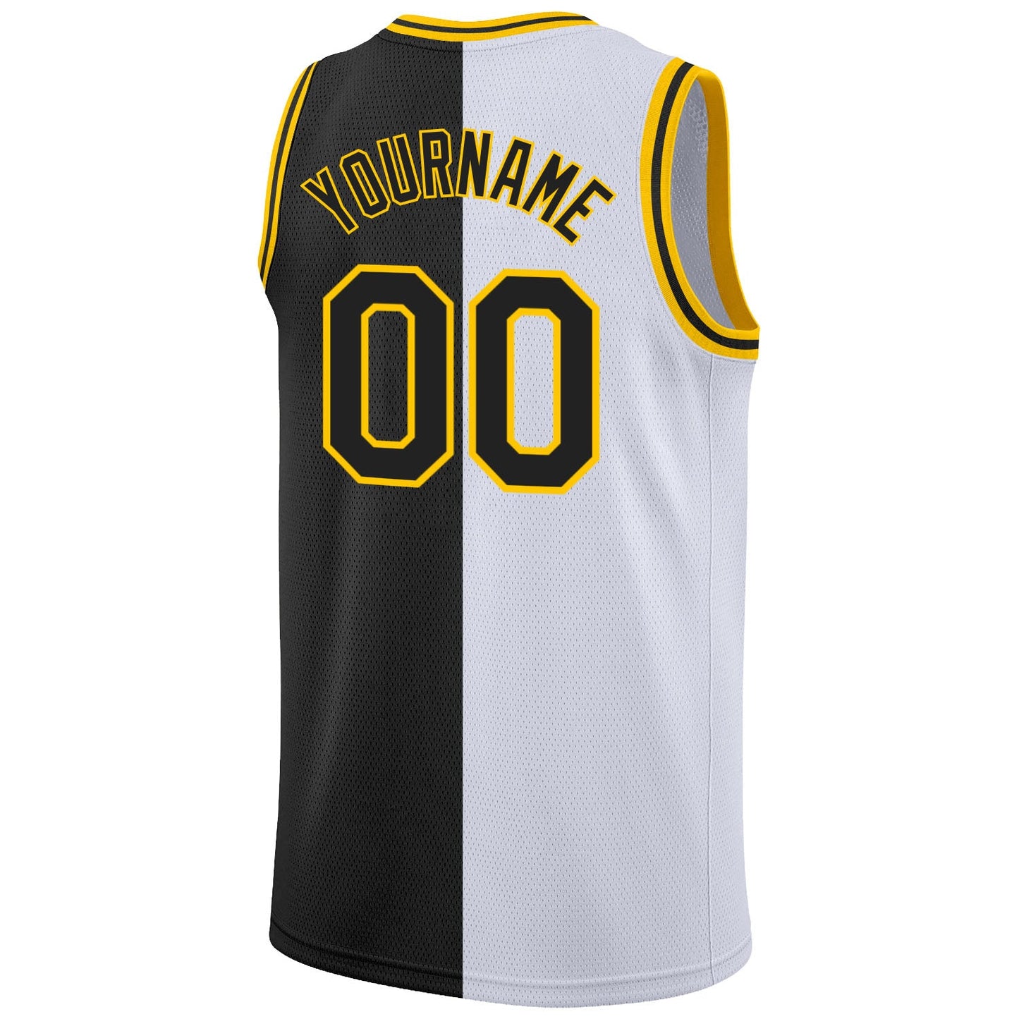 Custom White Black-Gold Authentic Split Fashion Basketball Jersey - Sky-Custom