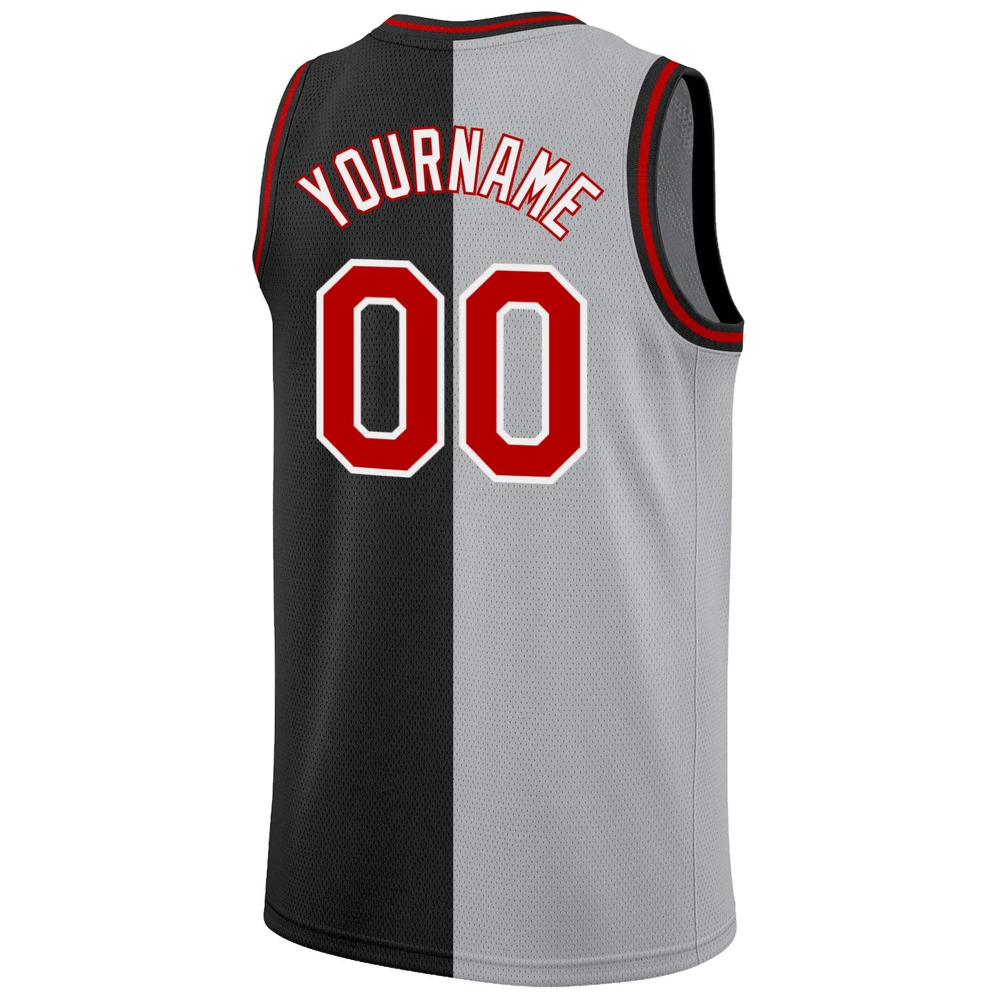 Custom Black Red-Gray Authentic Split Fashion Basketball Jersey - Sky-Custom