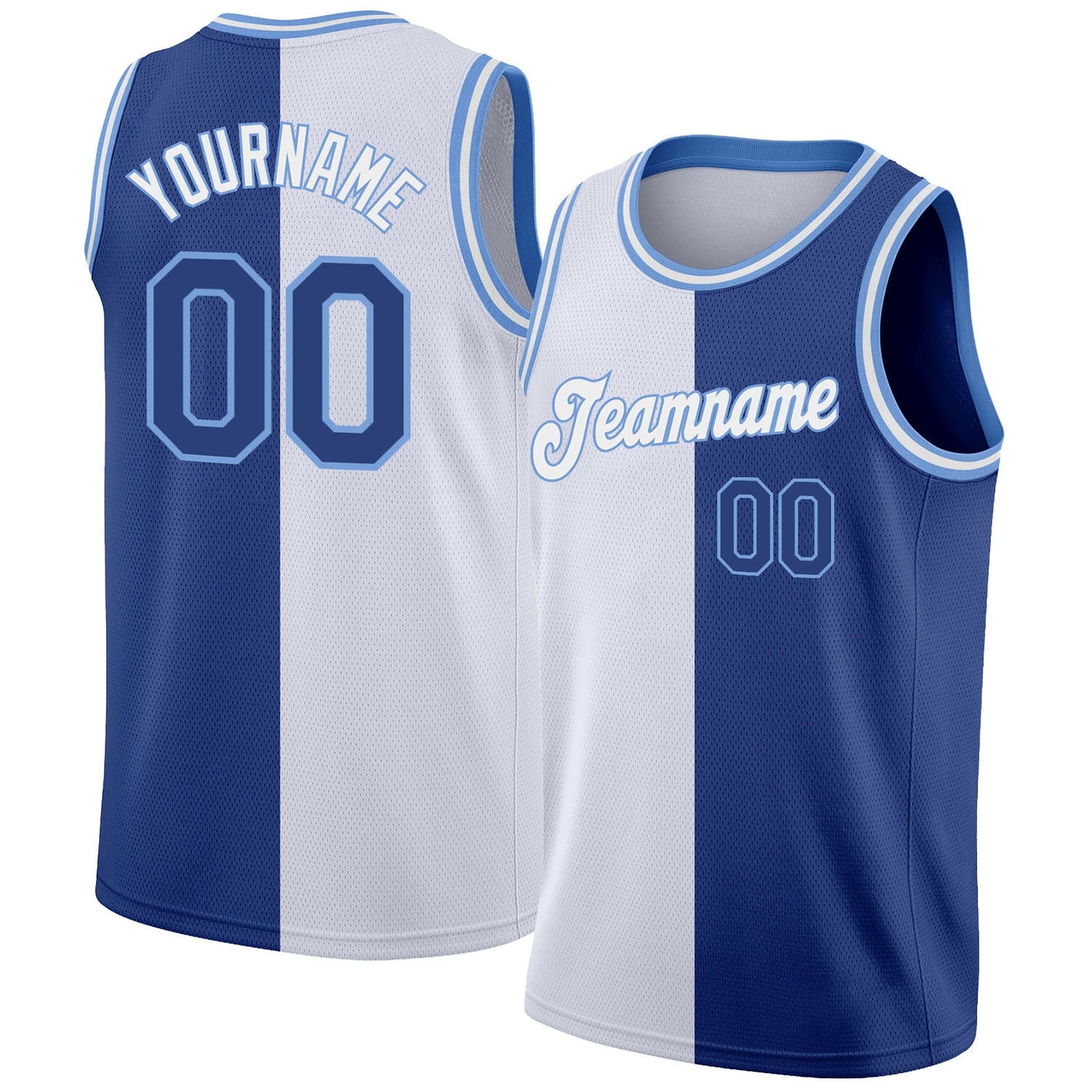 Custom White Royal-Light Blue Authentic Split Fashion Basketball Jersey - Sky-Custom