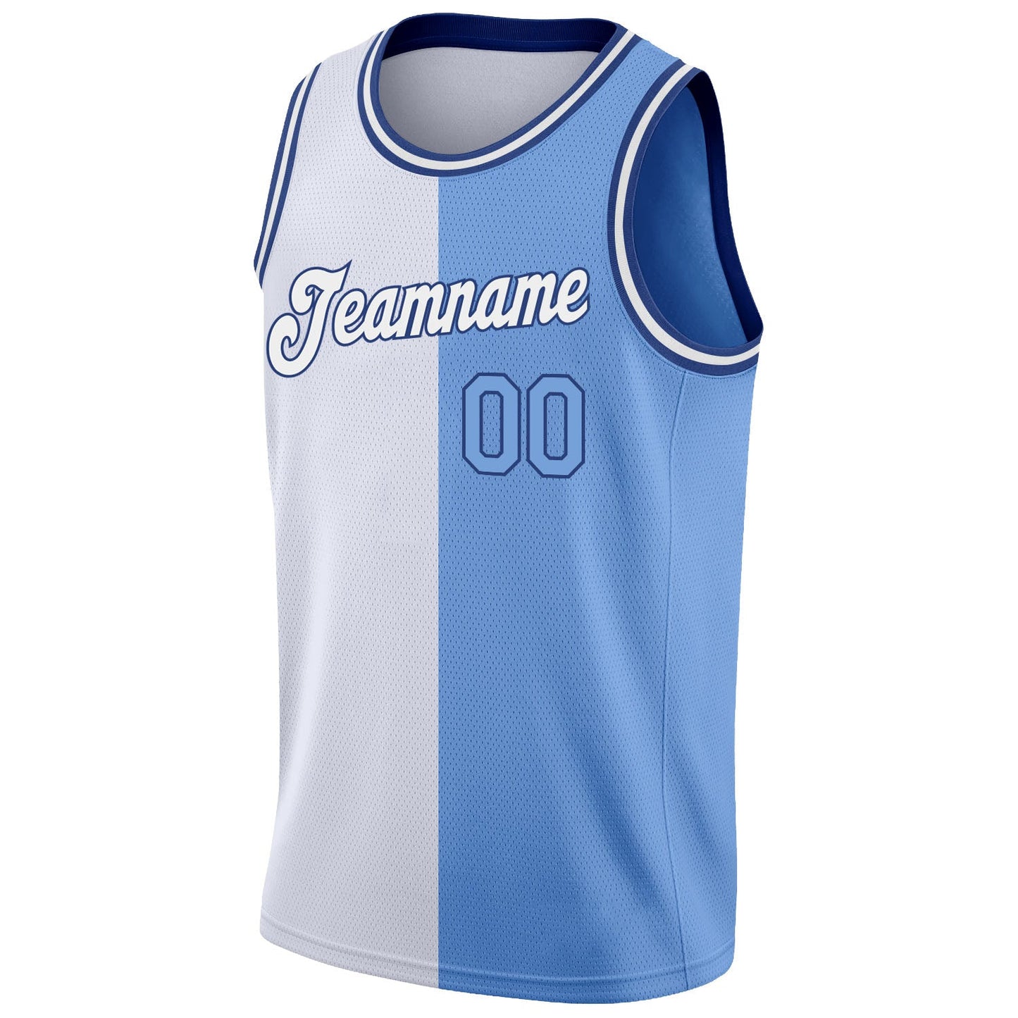 Custom White Light Blue-Royal Authentic Split Fashion Basketball Jersey - Sky-Custom