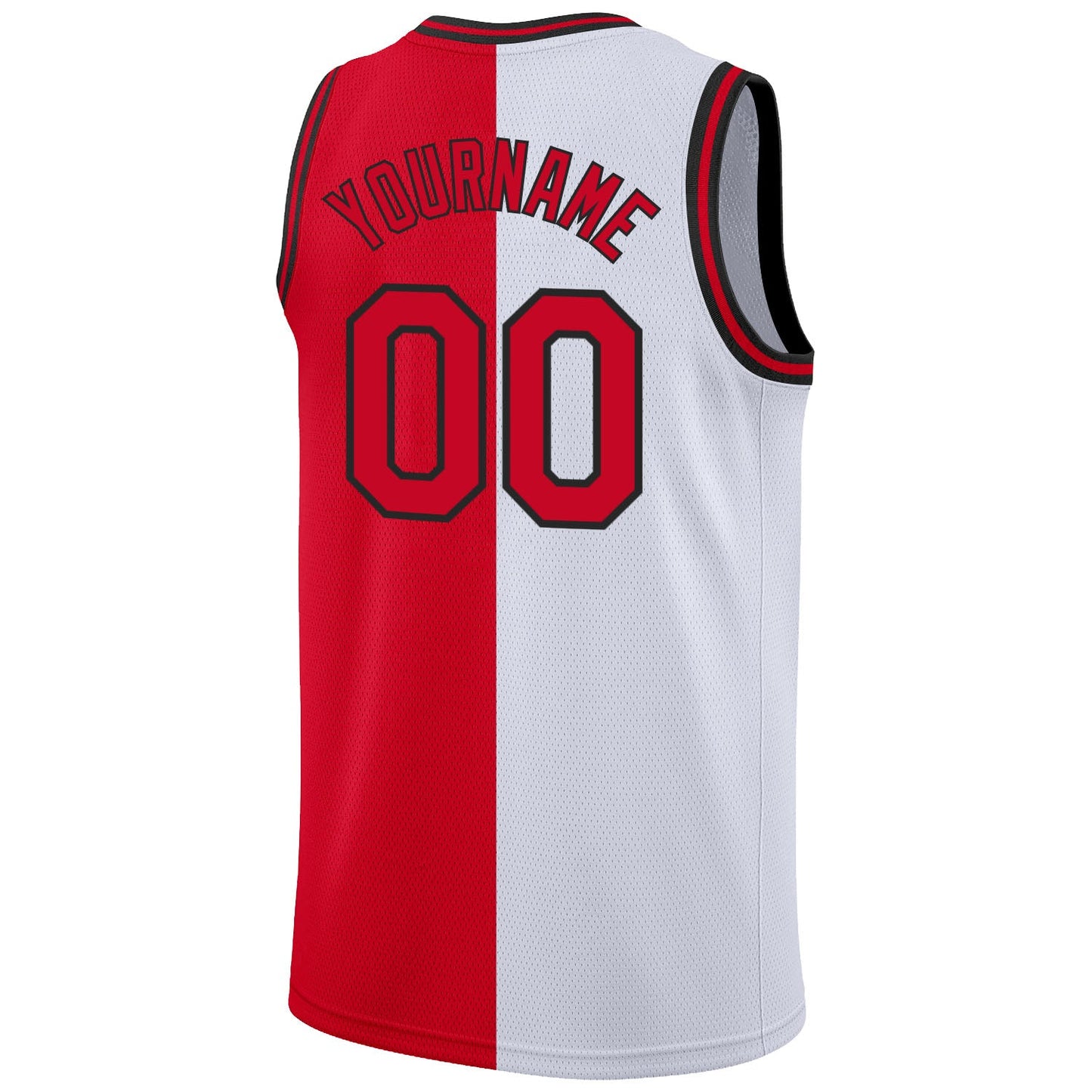 Custom White Red-Black Authentic Split Fashion Basketball Jersey - Sky-Custom
