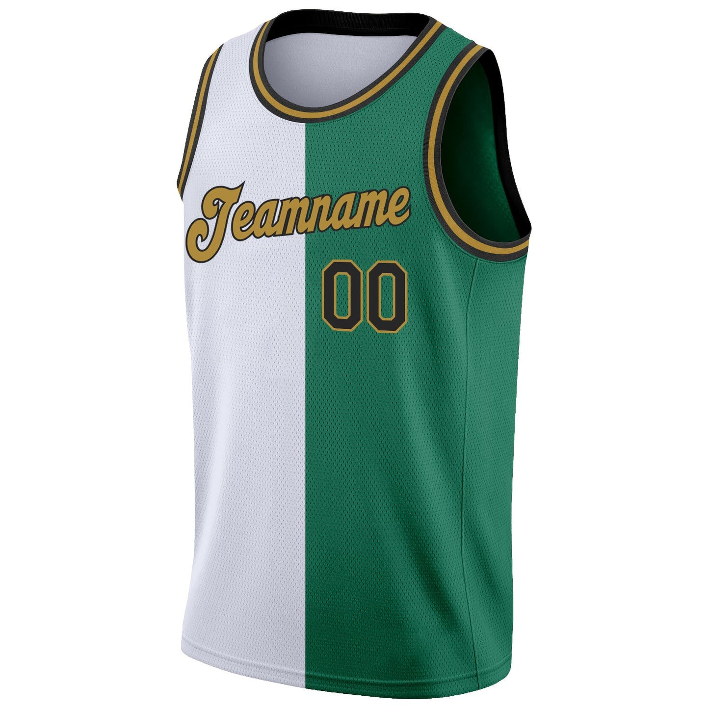Custom Kelly Green Black-White Authentic Split Fashion Basketball Jersey - Sky-Custom