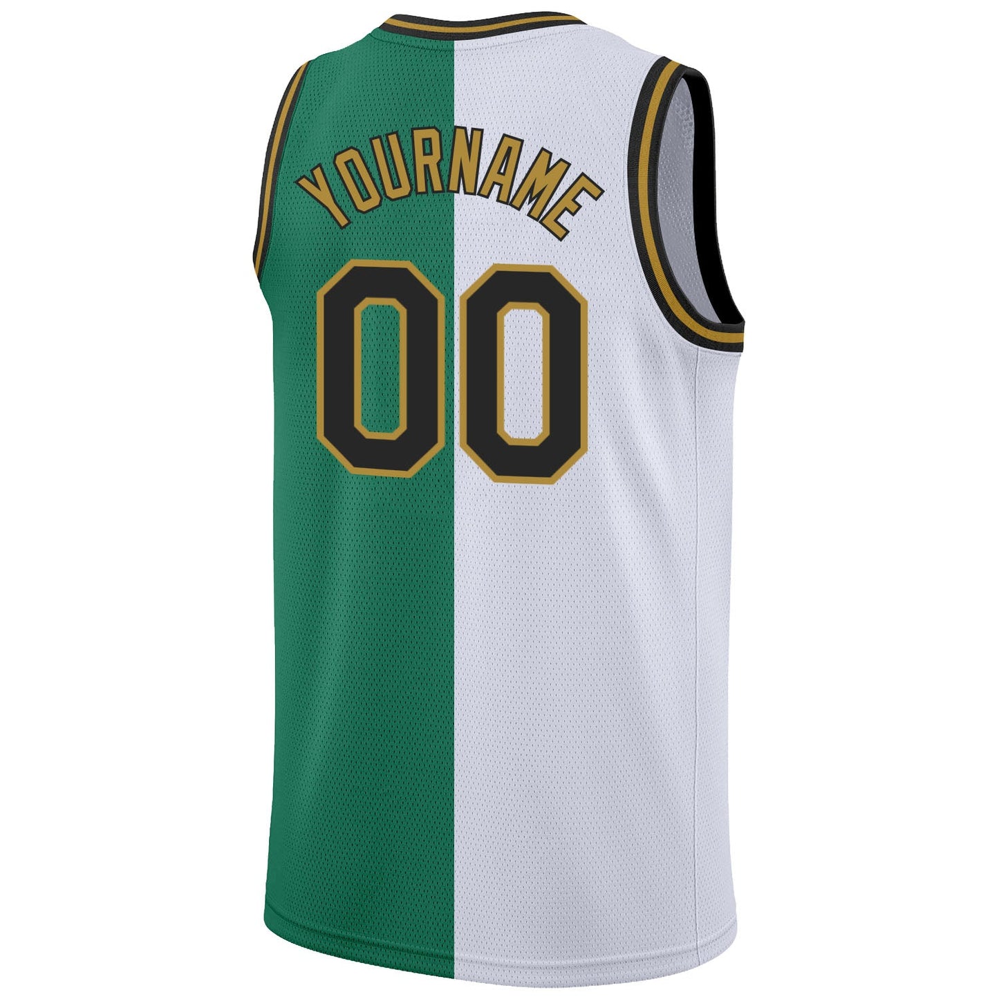 Custom Kelly Green Black-White Authentic Split Fashion Basketball Jersey - Sky-Custom