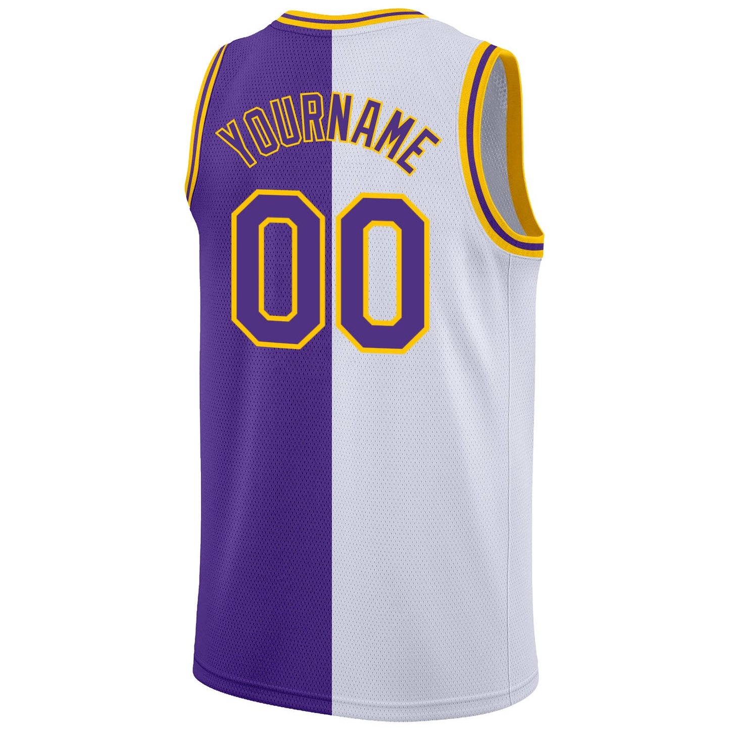 Custom White Purple-Gold Authentic Split Fashion Basketball Jersey - Sky-Custom
