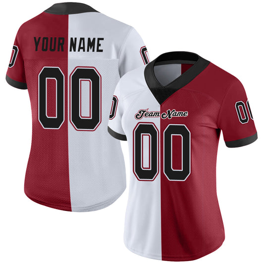 Custom Cardinal Black-White Mesh Split Fashion Football Jersey - Sky-Custom