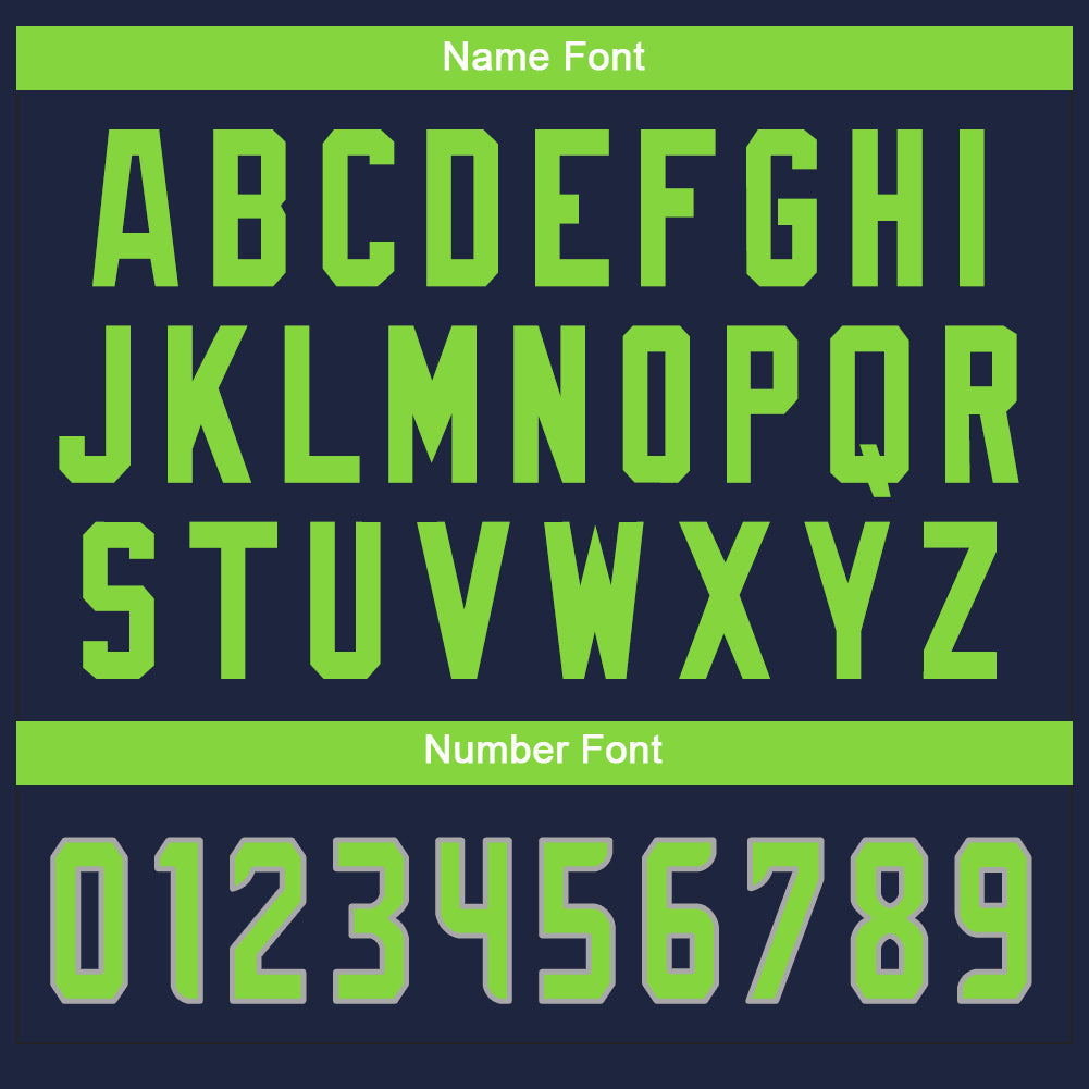 Custom Navy Neon Green-White Mesh Split Fashion Football Jersey - Sky-Custom