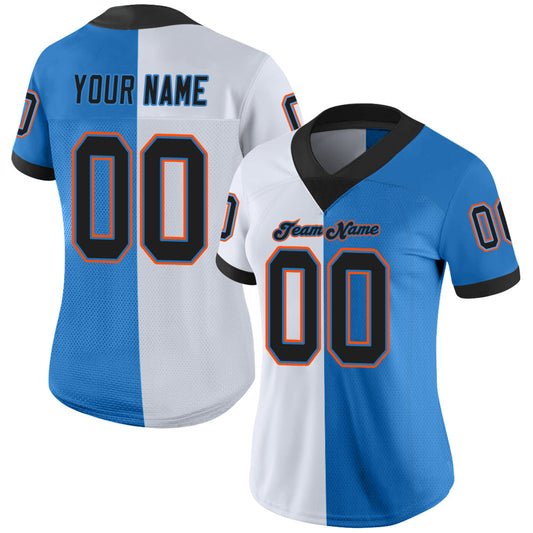 Custom Powder Blue Black-White Mesh Split Fashion Football Jersey - Sky-Custom
