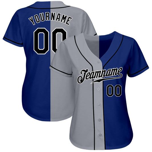 Custom Royal Black-Gray Authentic Split Fashion Baseball Jersey - Sky-Custom