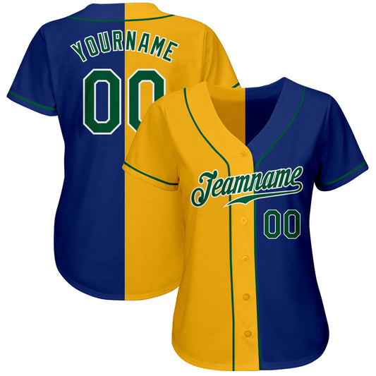 Custom Royal Kelly Green-Yellow Authentic Split Fashion Baseball Jersey - Sky-Custom