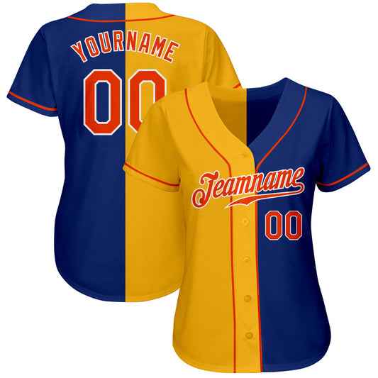 Custom Royal Orange-Yellow Authentic Split Fashion Baseball Jersey - Sky-Custom