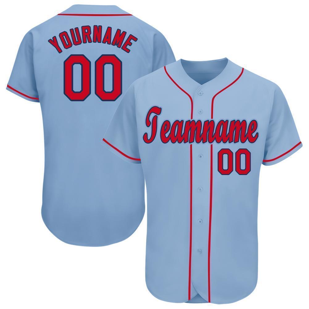 Custom Light Blue Red-Navy Baseball Jersey - Sky-Custom