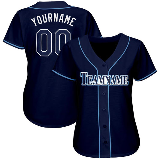 Custom Navy White-Powder Blue Baseball Jersey - Sky-Custom