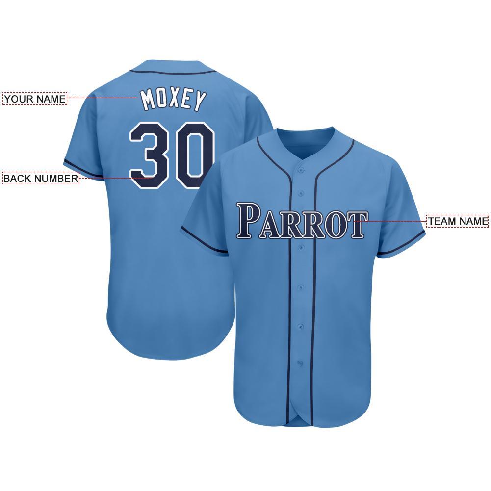 Custom Powder Blue Navy-White Baseball Jersey - Sky-Custom