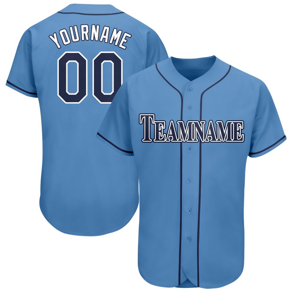 Custom Powder Blue Navy-White Baseball Jersey - Sky-Custom