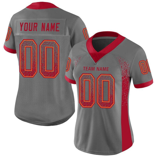 Custom Gray Red-Orange Mesh Drift Fashion Football Jersey - Sky-Custom