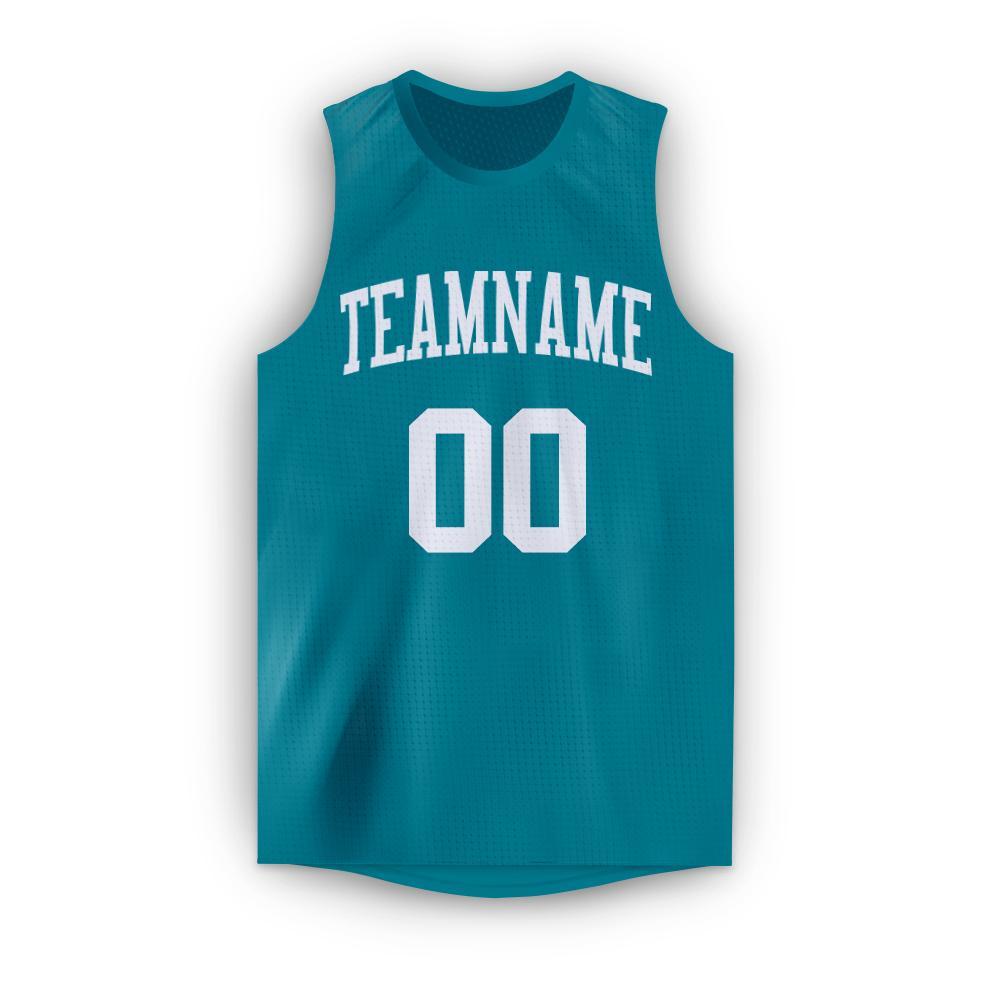 Custom Teal White Round Neck Basketball Jersey - Sky-Custom