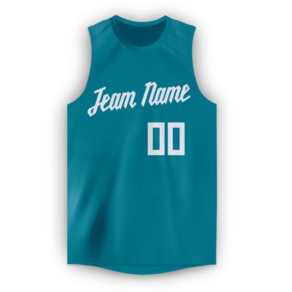 Custom Teal White Round Neck Basketball Jersey - Sky-Custom