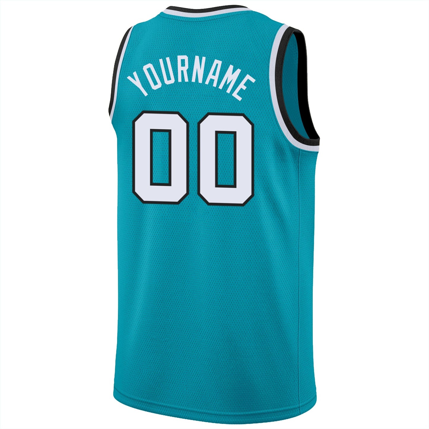 Custom Teal White-Black Round Neck Rib-Knit Basketball Jersey - Sky-Custom