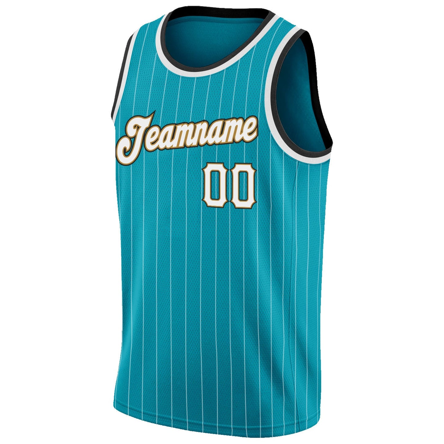 Custom Teal White Pinstripe White-Old Gold Authentic Basketball Jersey - Sky-Custom