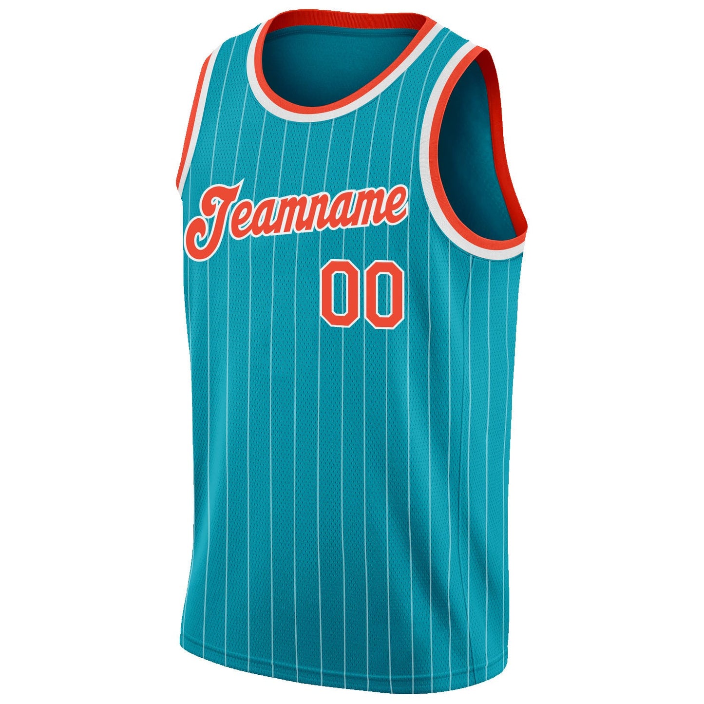 Custom Teal White Pinstripe Orange-White Authentic Basketball Jersey - Sky-Custom