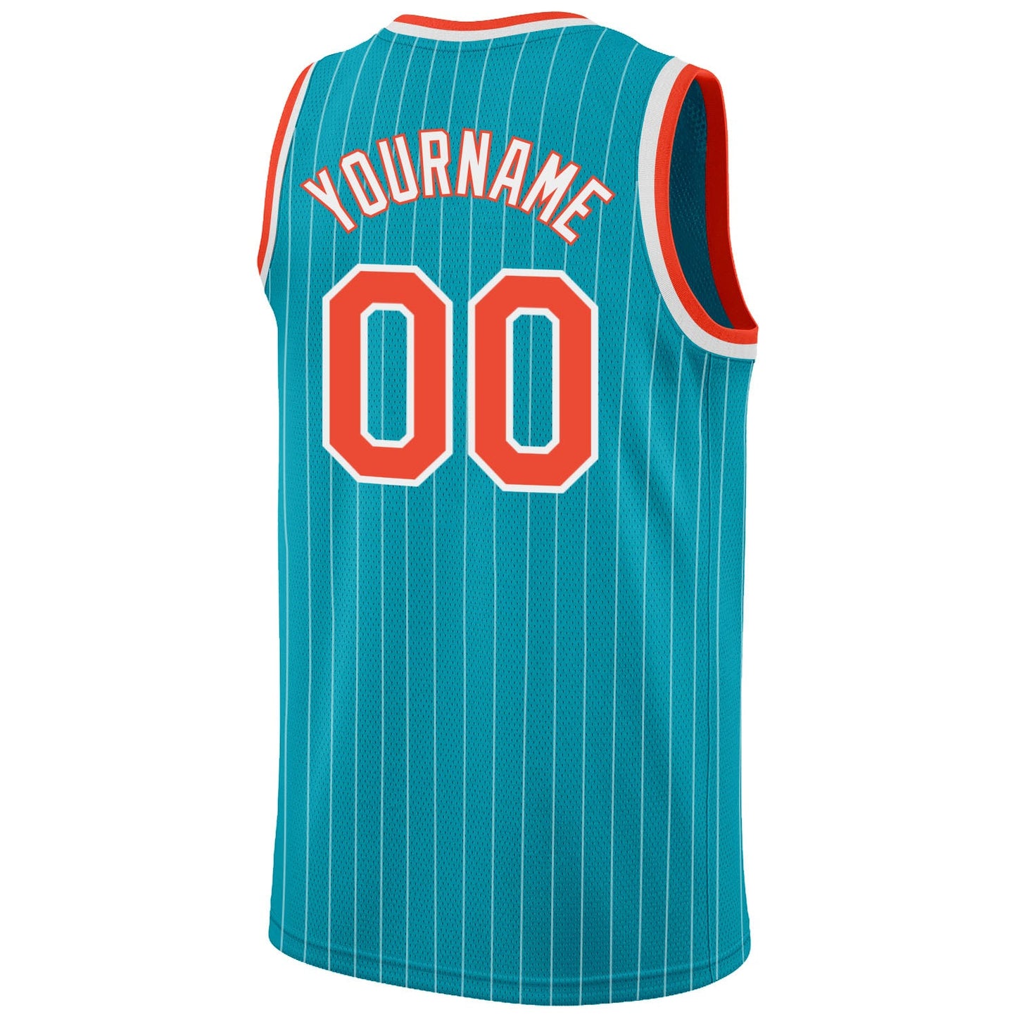 Custom Teal White Pinstripe Orange-White Authentic Basketball Jersey - Sky-Custom