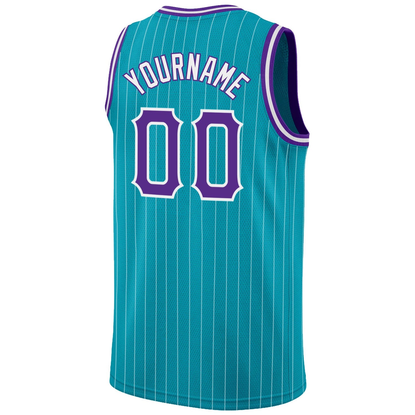 Custom Teal White Pinstripe Purple-White Authentic Basketball Jersey - Sky-Custom