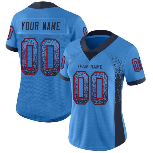 Custom Powder Blue Navy-Red Mesh Drift Fashion Football Jersey - Sky-Custom