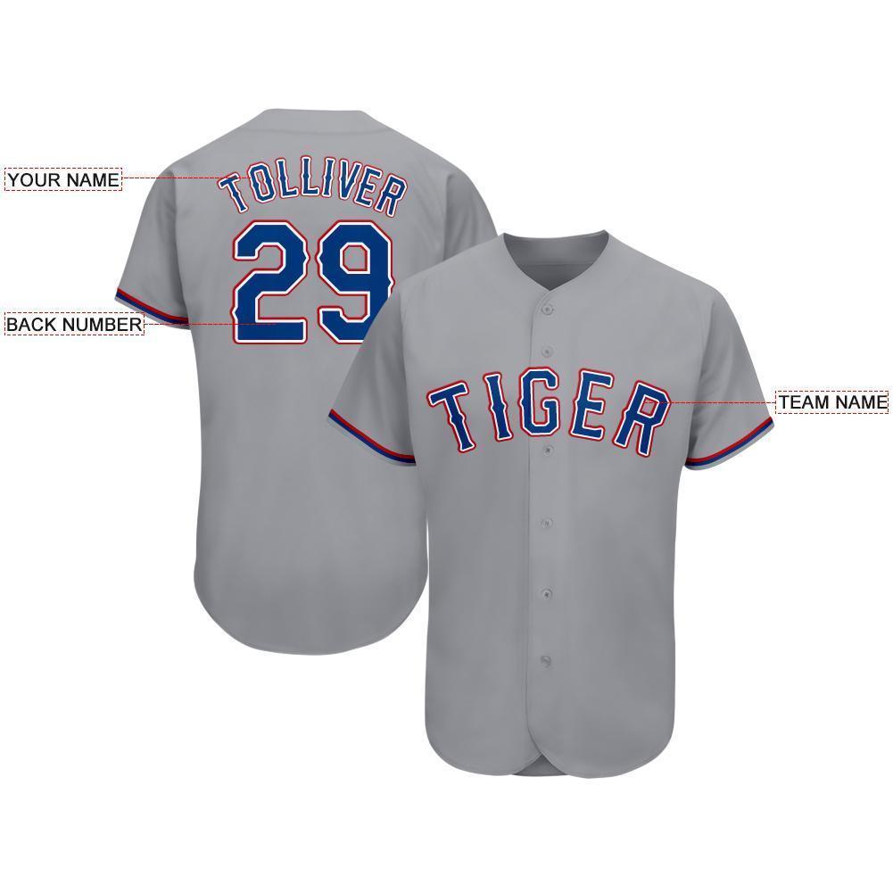 Custom Gray Royal-Red Baseball Jersey - Sky-Custom