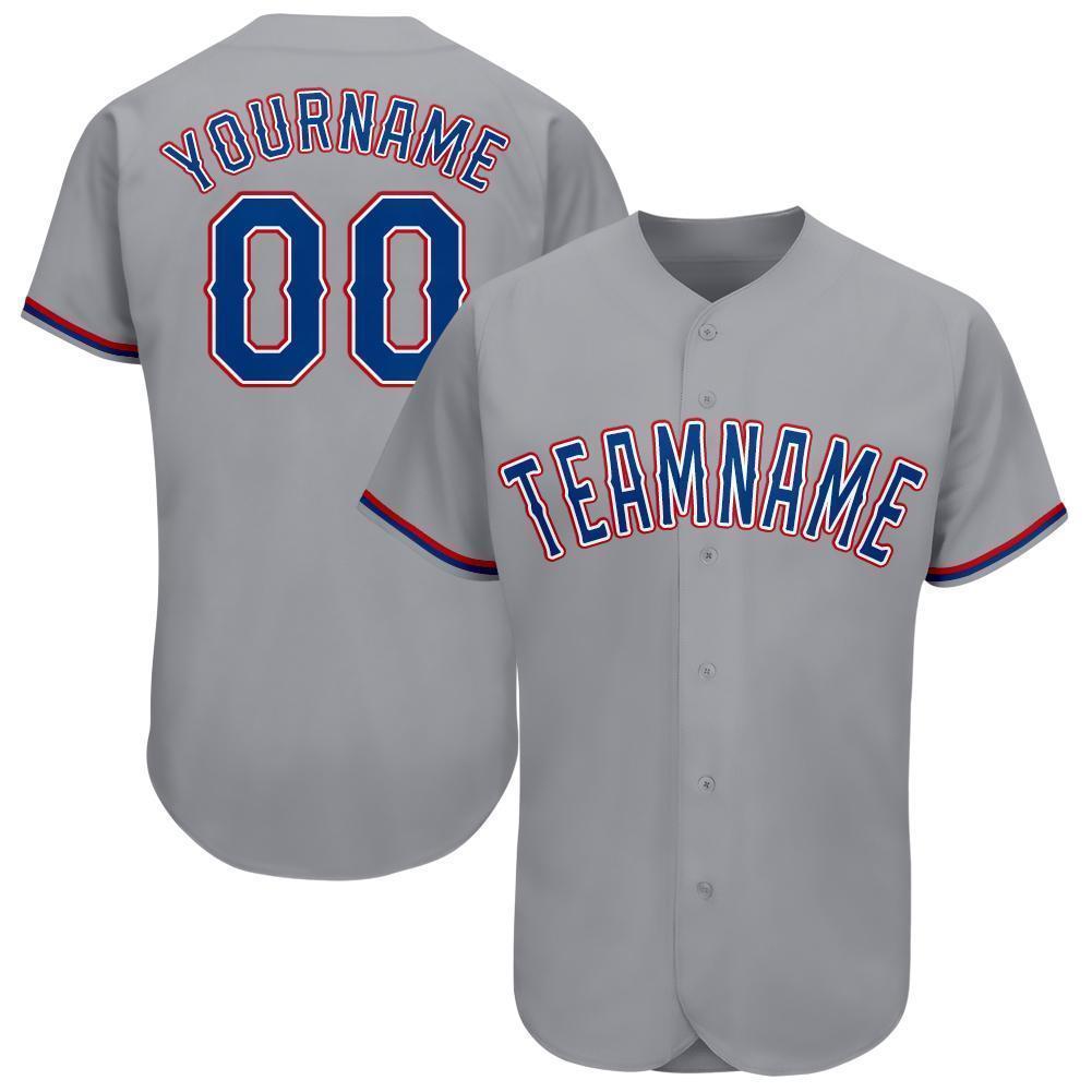 Custom Gray Royal-Red Baseball Jersey - Sky-Custom