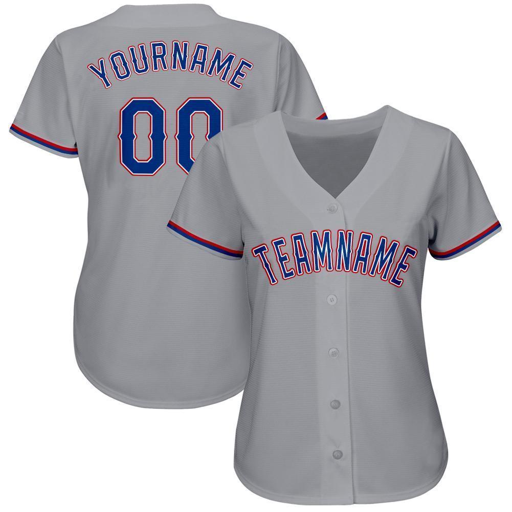 Custom Gray Royal-Red Baseball Jersey - Sky-Custom