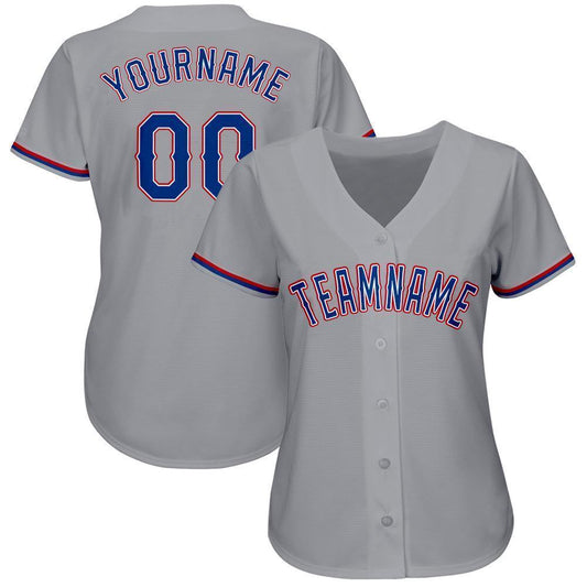 Custom Gray Royal-Red Baseball Jersey - Sky-Custom