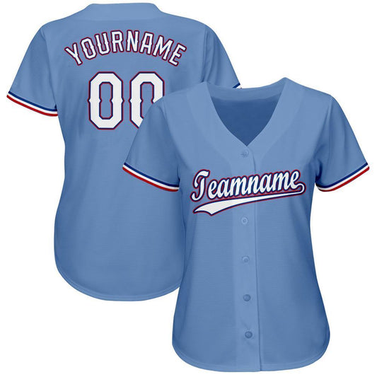Custom Light Blue White-Red Baseball Jersey - Sky-Custom