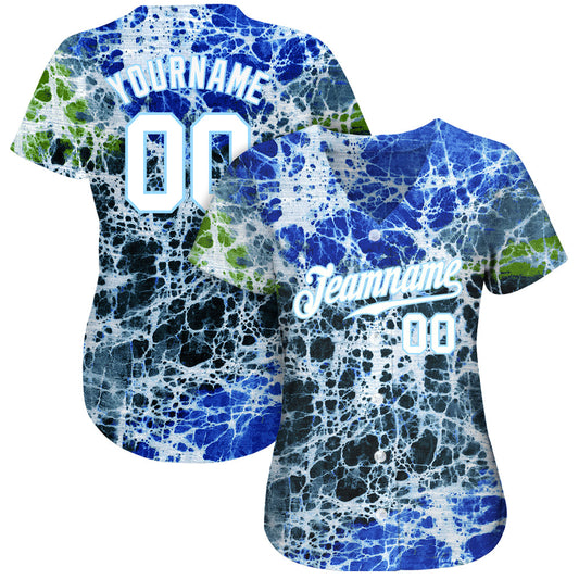 Custom Tie Dye White-Light Blue 3D Authentic Baseball Jersey - Sky-Custom
