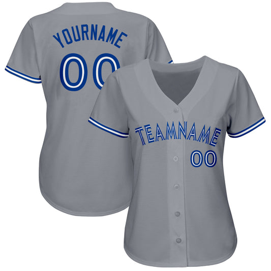 Custom Gray Royal-White Baseball Jersey - Sky-Custom