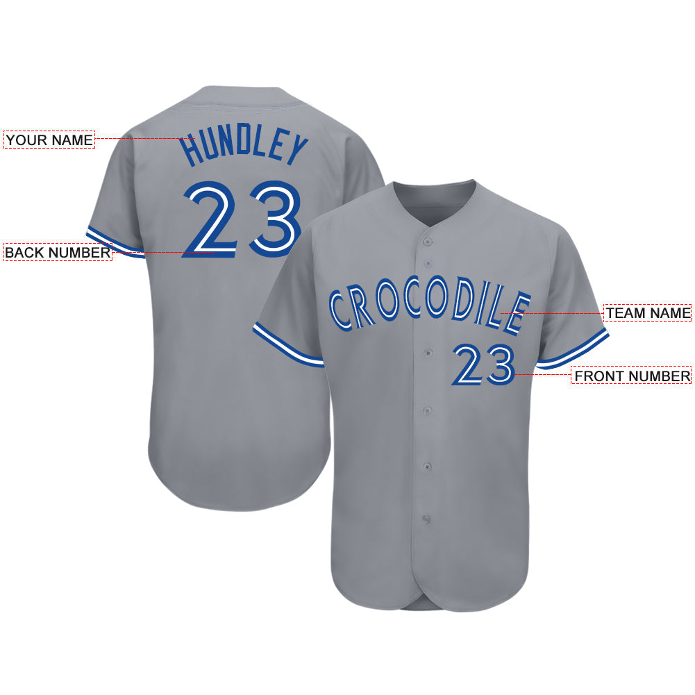 Custom Gray Royal-White Baseball Jersey - Sky-Custom