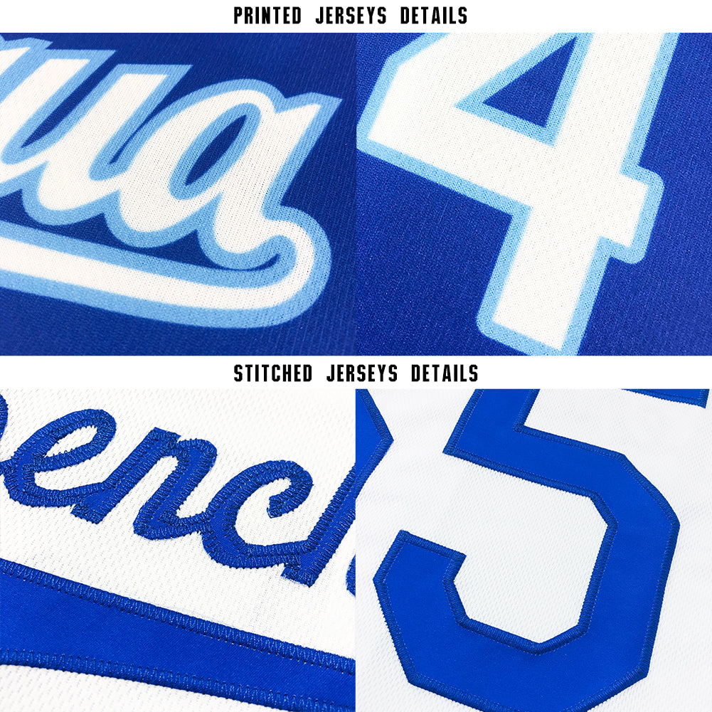 Custom Royal White Baseball Jersey - Sky-Custom