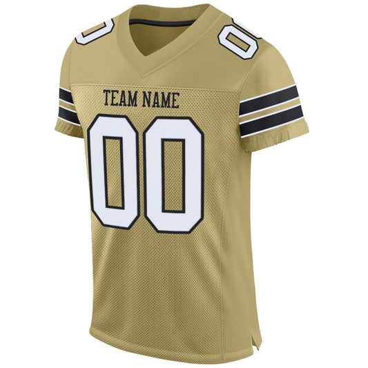 Custom Vegas Gold White-Black Mesh Authentic Football Jersey - Sky-Custom