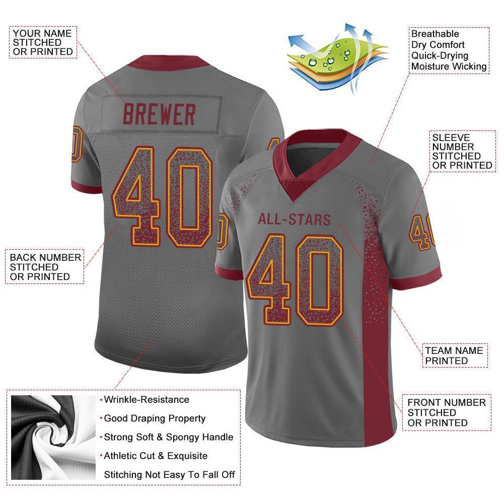 Custom Gray Burgundy-Gold Mesh Drift Fashion Football Jersey - Sky-Custom