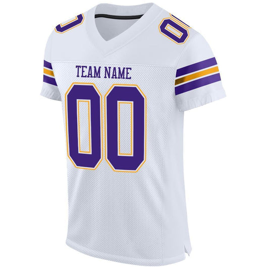Custom White Purple-Gold Mesh Authentic Football Jersey - Sky-Custom
