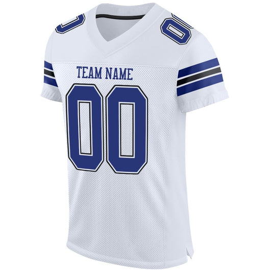 Custom White Royal-Black Mesh Authentic Football Jersey - Sky-Custom