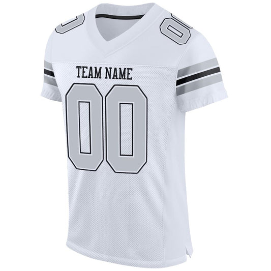 Custom White Silver-Black Mesh Authentic Football Jersey - Sky-Custom