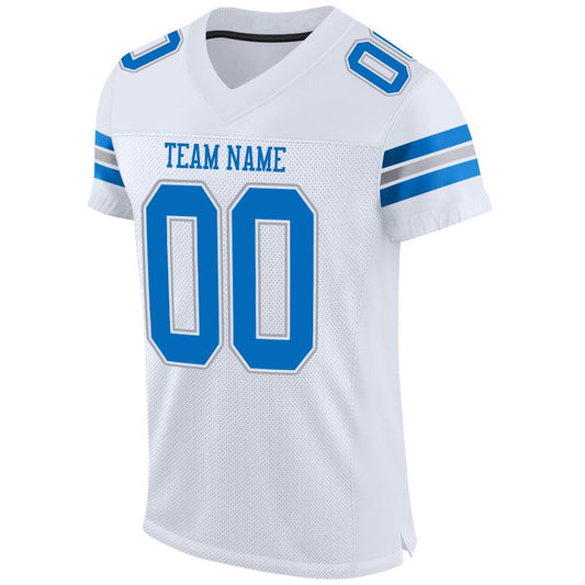 Custom White Panther Blue-Light Gray Mesh Authentic Football Jersey - Sky-Custom